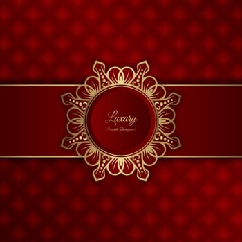 red luxury background, with gold mandala ornament vector