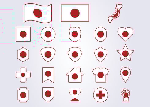 bundle of japan icon flag japanese symbol sign vector illustration design