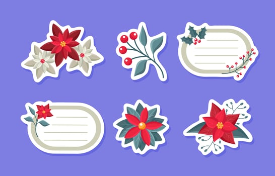 Poinsettias Sticker Journal Templates vector