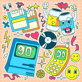 90s icon cute sticker vector