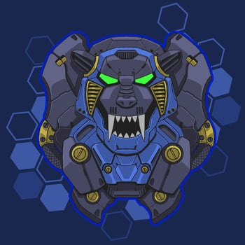 mecha fangs hand drawing vector