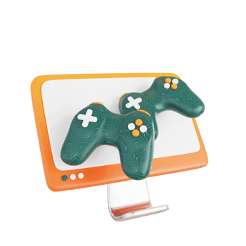 3d floating element game controller with computer monitor png