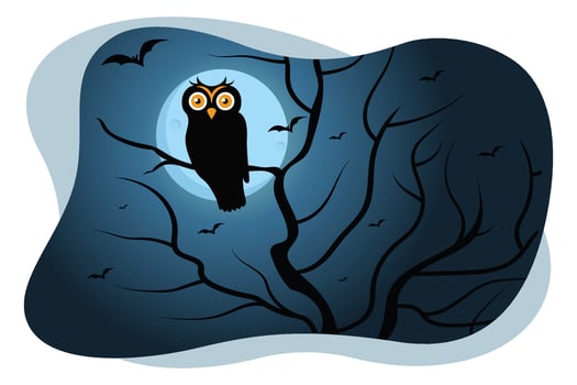 Halloween black owl vector illustration