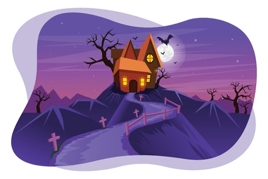 Halloween scary house vector illustration