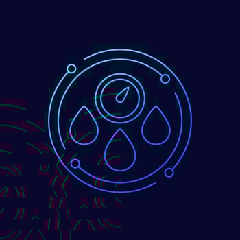Hygrometer icon, humidity control linear design vector
