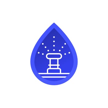 water sprinkler, irrigation system line icon with a drop vector