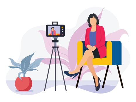 Female shooting video on her mobile vector