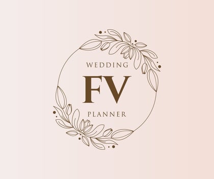 FV Initials letter Wedding monogram logos collection, hand drawn modern minimalistic and floral templates for Invitation cards, Save the Date, elegant identity for restaurant, boutique, cafe in vector