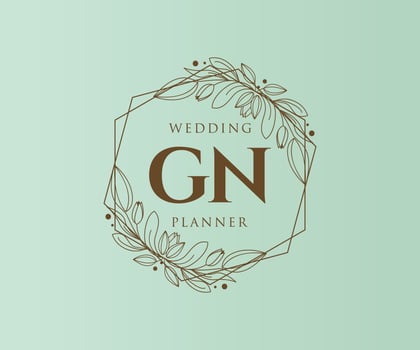 GN Initials letter Wedding monogram logos collection, hand drawn modern minimalistic and floral templates for Invitation cards, Save the Date, elegant identity for restaurant, boutique, cafe in vector