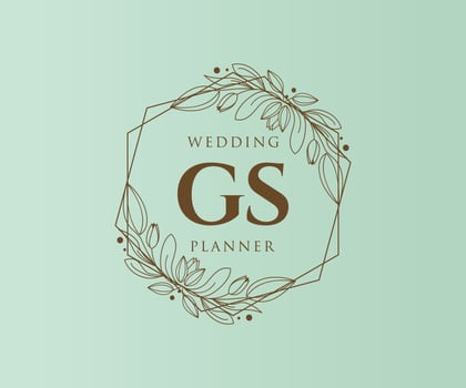 GS Initials letter Wedding monogram logos collection, hand drawn modern minimalistic and floral templates for Invitation cards, Save the Date, elegant identity for restaurant, boutique, cafe in vector