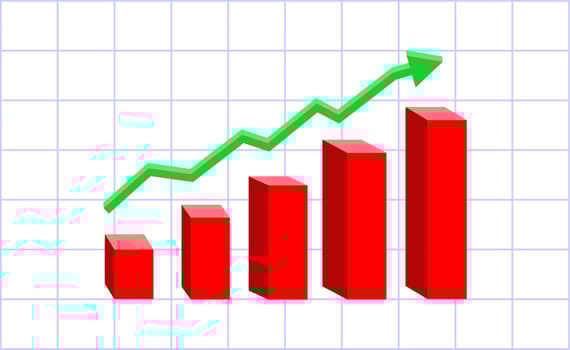 uptrend graphic diagram vector illustration with red color