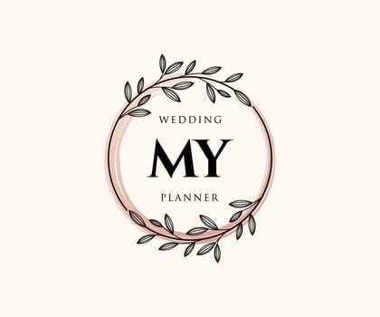 MY Initials letter Wedding monogram logos collection, hand drawn modern minimalistic and floral templates for Invitation cards, Save the Date, elegant identity for restaurant, boutique, cafe in vector