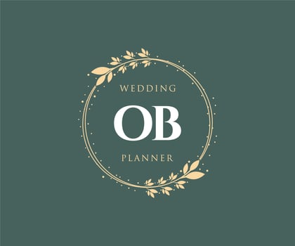 OB Initials letter Wedding monogram logos collection, hand drawn modern minimalistic and floral templates for Invitation cards, Save the Date, elegant identity for restaurant, boutique, cafe in vector