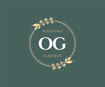OG Initials letter Wedding monogram logos collection, hand drawn modern minimalistic and floral templates for Invitation cards, Save the Date, elegant identity for restaurant, boutique, cafe in vector