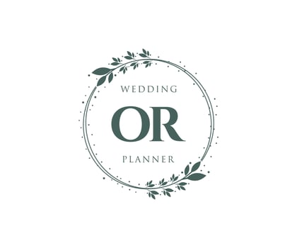 OR Initials letter Wedding monogram logos collection, hand drawn modern minimalistic and floral templates for Invitation cards, Save the Date, elegant identity for restaurant, boutique, cafe in vector
