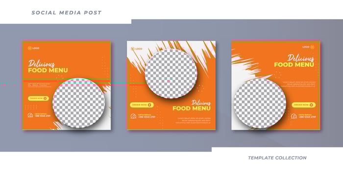 food menu sale social media ost banner template, sale and discount square banner Pro Vector