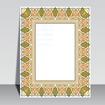 Islamic book cover design, Arabic frame border. vector
