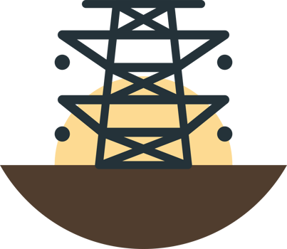 high voltage pole and sun illustration in minimal style png
