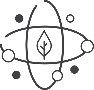leaves and molecules illustration in minimal style png