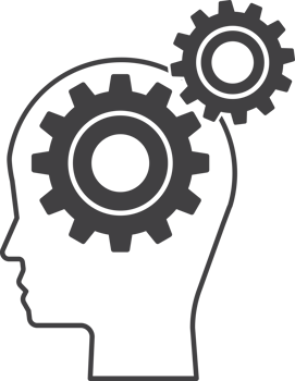 brains and cogs illustration in minimal style png