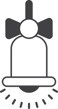 bell with ribbon illustration in minimal style png