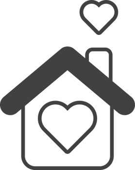 cute house and heart illustration in minimal style png