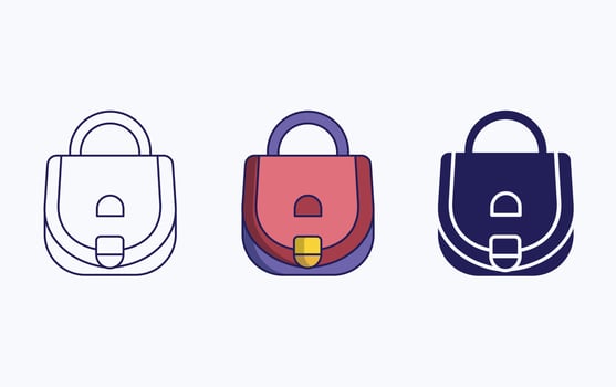 Vanity bag line and glyph icon, women handbag vector illustration