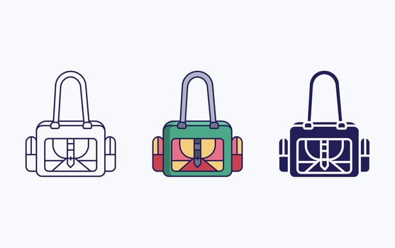 Vanity bag line and glyph icon, women handbag vector illustration
