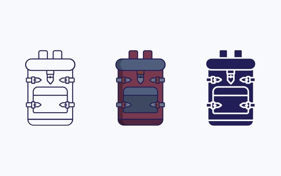 Backpack line and glyph icon, vector illustration