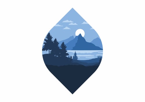 Landscape art illustration of a mountain and lake vector