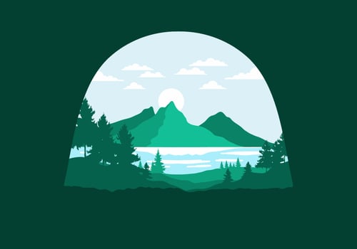 Landscape art illustration of a mountain and lake vector