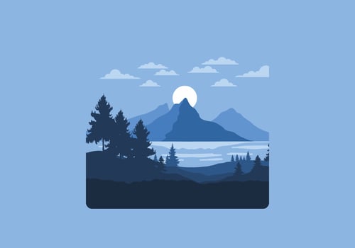 Landscape art illustration of a mountain and lake vector