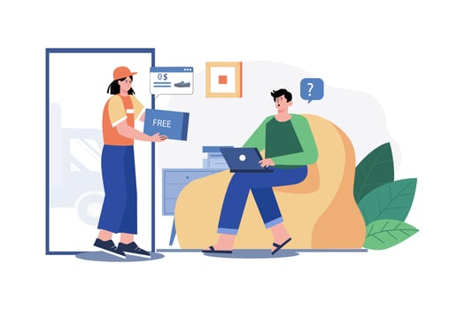 Man getting free product delivery vector