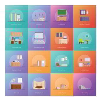 Interior Furnishing Design Icons Pack vector
