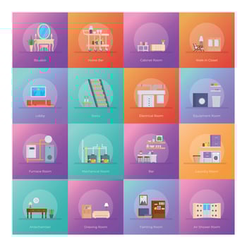 Interior Home Design Icons Pack vector