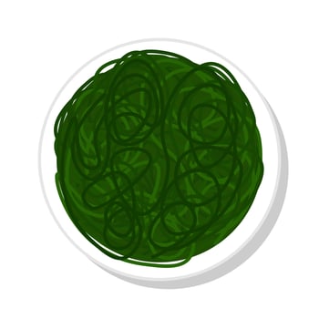 Chinese cuisine food vector illustration. Seaweed on a plate.