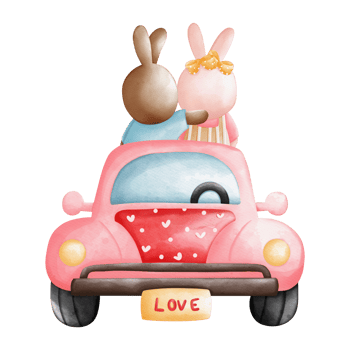 Rabbit in love, Watercolor Rabbit Valentine day, Easter Bunny png