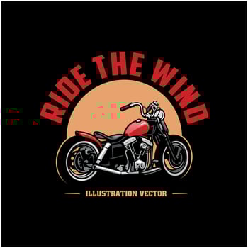 Classic, vintage motorcycle illustration logo vector in black background