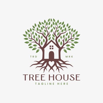 Tree house logo design template vector