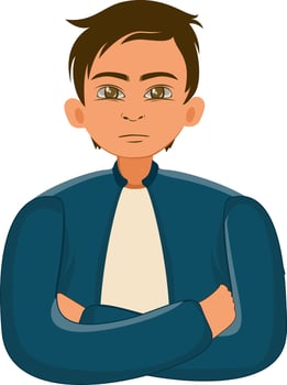 A Male Character crosses his arms over his chest vector