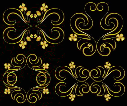 Decorative frame Elegant vector element for design in Eastern style, place for text. Beautiful floral golden border. Lace illustration for invitations, greeting cards and T Shirt design.