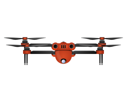Drone in realistic style. Quadcopter with camera. Colorful PNG illustration.