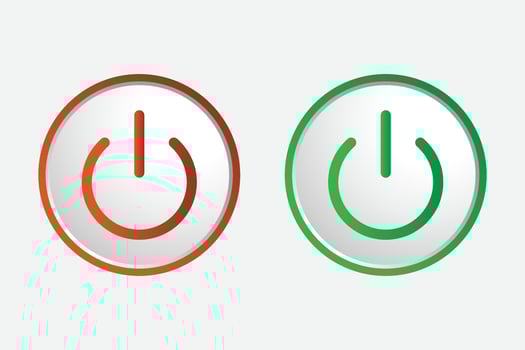 Power on off icon. Red and green button vector illustration. Shutdown, Reset button sign.