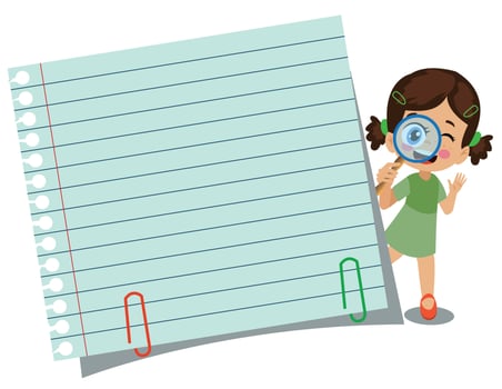 Your text here cute kid holding note paper vector