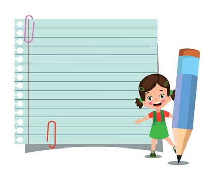Your text here cute kids holding notepad and pen vector