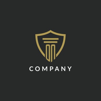 ON initial monogram logo with pillar and shield style design vector