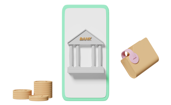 3d mobile phone,smartphone with bank or tax office building ,wallet, coin isolated. saving money concept, 3d render illustration png