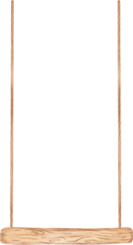 cute wooden swing watercolour cartoon png