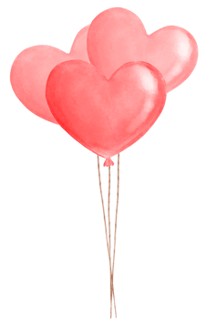 cute sweet Hearts balloon watercolour hand drawing png