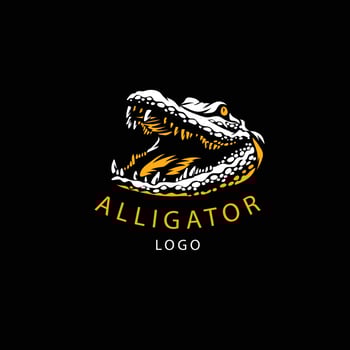 flat alligator logo template vector